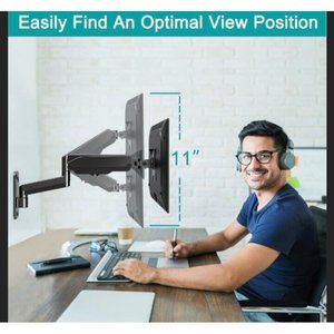 MOUNT PRO Single Monitor Wall Mount for 13 to 32 Inch Computer Screens, Gas Spri